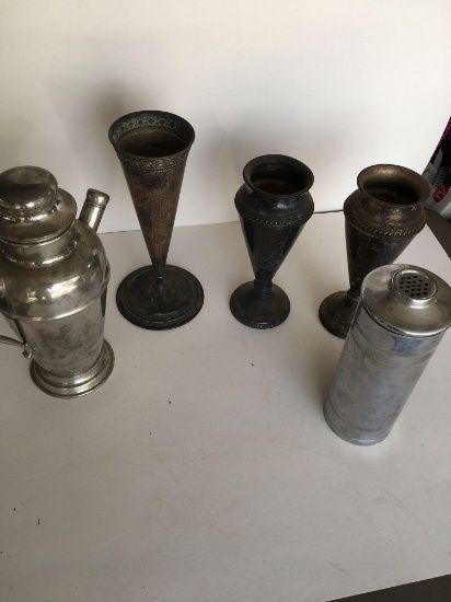 5 pieces. Vintage, assorted items. Pitcher, vases, etc