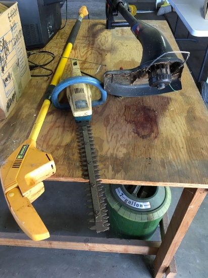Gardening tools. Toro, Craftsman hedge trimmer, Lumberjack trimmer & vacuum