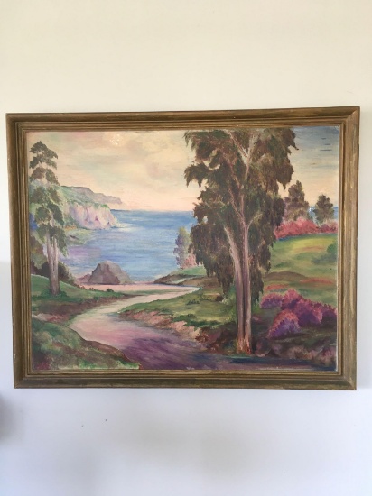 Vintage 30" x 24" framed oil painting. Has message in the back see pics
