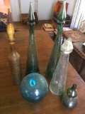 6 pieces. Vintage Assorted decorative blown art glass