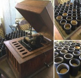 Vintage, Edison cylinder record player with (60) cylinders