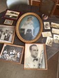 13 pieces. Vintage, assorted frames, pictures, postcards