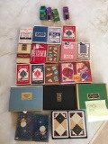 Lot. Vintage (16) sets of playing cards & (4) miniature cars