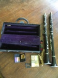 Vintage. Two J.W. Pepper & Son Philadelphia Penna wood clarinets, case and accessories