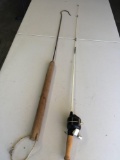 Vintage Lake fishing rod with reel and hook