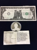 Republic of Liberia. Commemorative William J Clinton coin, face value 20 dollars, year 2000