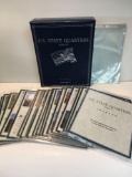 Commemorative PCS stamps and coins. US State Quarters. Binder, 17 States, extra sleeves