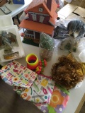 Knick Knacks, Wood bird house and assorted items.