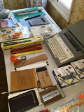 Office Supplies, Vintage Brother typewriter, Desk lamp, Rulers & more