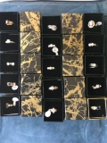 Gem Stone Costume Jewelry rings with boxes 25 pieces