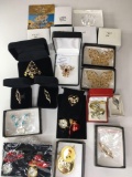 Costume Jewelry (18) Brooches, (2) Charms, (1) Zirconium Diamond & Gem Stones 22 pieces