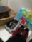 Lot. Assorted items. Shoes size 13 & 8, toy, pants, bag, basket