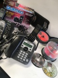 Lot. Uniden, Panasonic and Brother phone sets, assorted CDs and DVDs