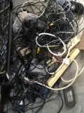 Lot. Assorted cables, AC converters, car chargers, power taps, adaptors, etc