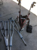 Nova 3 wheel traveler, 2 sets of crutches & knee brace