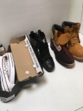 Timberland boots 11, woman?s boots 8, Converse men?s 8,
