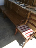 2 wood pew/bench with seat storage  , 1) chair