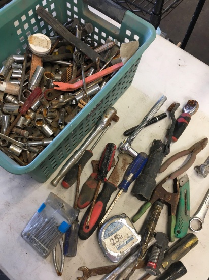 Large grouping of assorted tools, Sockets, etc.