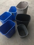 6 pieces. Assorted trash cans