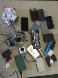 Group of assorted Cell phones, Chargers, Cords, Cameras, UNTESTED AS-IS