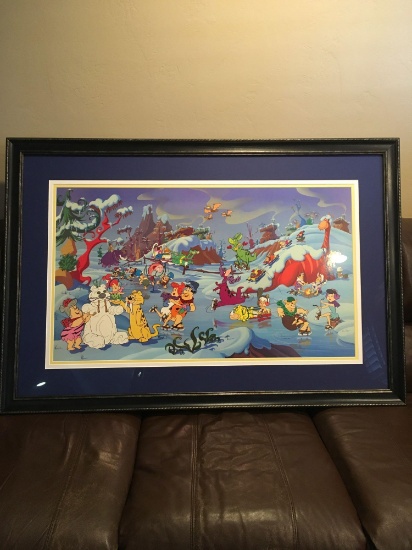 Seriolithograph in color on wove paper,  Bedrock Winter Wonderland,  2004 Hanna-Barbera Studios