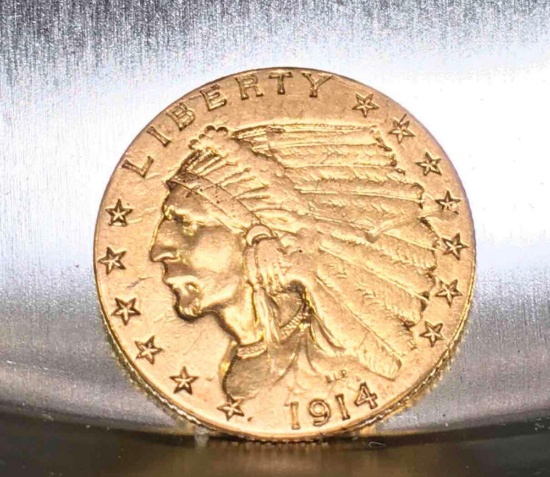 United States Gold Coin 1914 Indian Head Eagle 2½ dollar  Good condition