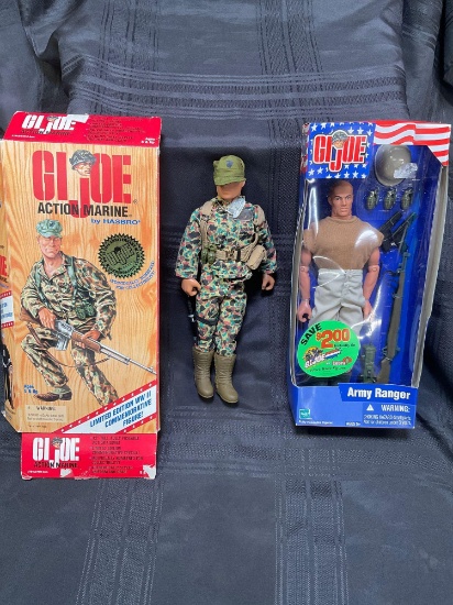 Hasbro GI Joe action figures. Open box 1994 WWII ( missing items) No 080880 & 2002 Army Ranger