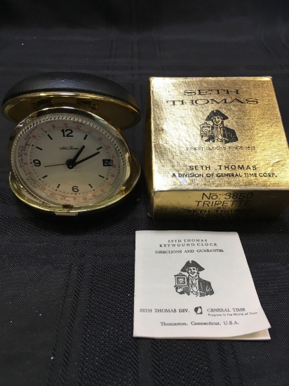 Vintage Seth Thomas Kbywound Clock with box and manual