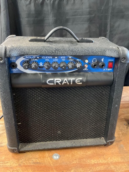 Crate 15 watt, XT15R , guitar amplifier. Turned on