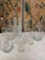 Lot of assorted glass containers / lamp tops, vases. 10 pieces