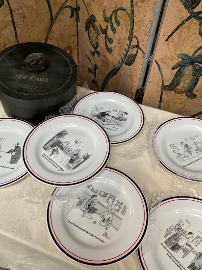 Vintage The New Yorker cheese plates, assorted set of 6 pieces with storage box