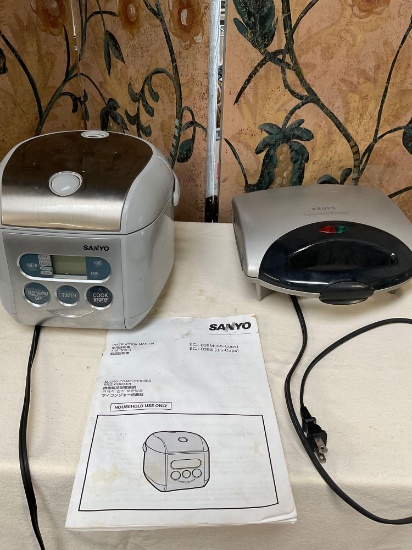 Sanyo rice cooker/ warmer with manual & Krups sandwich express. Both turned on