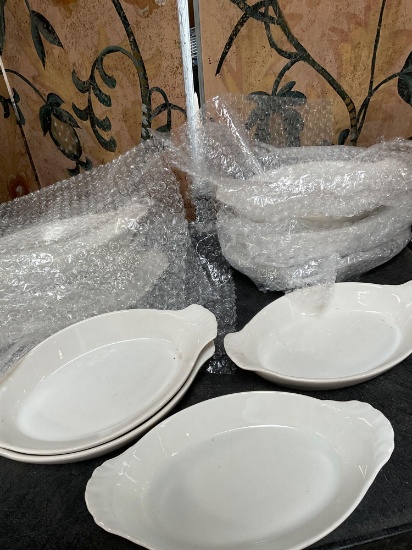 Vintage porcelain, no stamp, 9" baking dishes. 10 pieces
