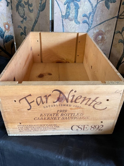 Vintage Far Niente advertising crate. 8" T x 13" W x 21" D