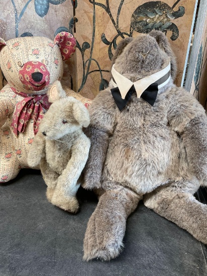 Vintage plush Bear, Little Folk rat, rabbit