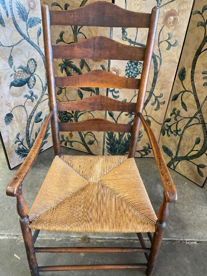 Vintage chair. All wood frame, wicker seat