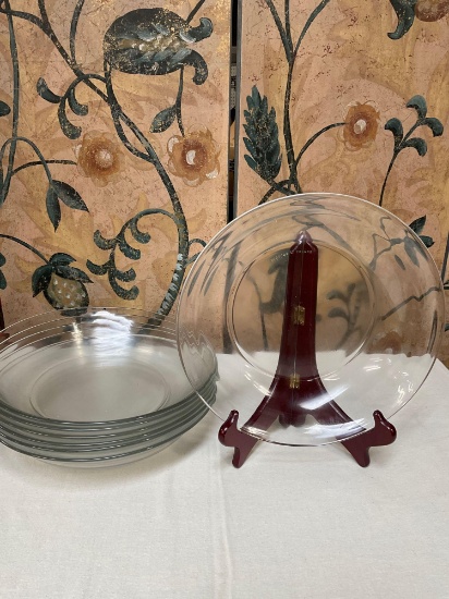 Vintage glass, 11" Arcoroc France plates. 7 pieces