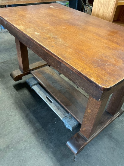 Vintage, Wooden single drawer desk. 28" T x 48" W x 28" D