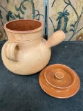 Vintage Terrecotte clay pot with side handles. Has stamp see pics. Includes lid 9