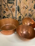 Vintage Copper pot & bowls.