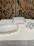 Vintage Pyrex with lids & Federal milk glass baking dishes