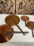 Vintage Gordon Blue BIA France pan copper lids with iron handle. 2) # 24 2) # 14