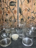 Lot of assorted glasses vases. 10 pieces