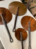 Vintage copper lids with iron handle. 1) 10