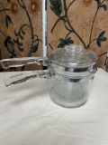 Vintage Pyrex glass flame ware double boiler with lid