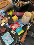 Large lot of miscellaneous, Phone, Hangers, Placemats, Lamp, blood pressure monitor, etc.