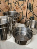 Kirkland 12 qt stock pot with basket & Cuisinart pot with basket. No lids
