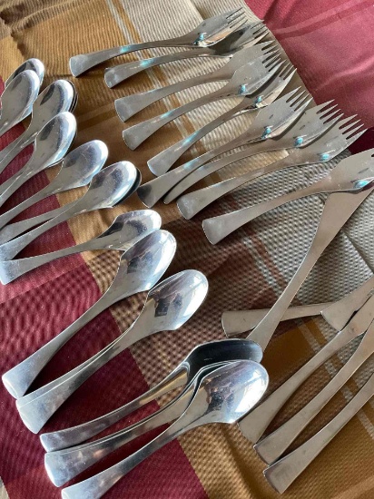 Vintage Oxford Hall stainless steel, flatware. 33 pieces