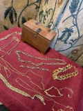 Assorted custom jewelry & wood box. 10 pieces of custom jewelry 1 box