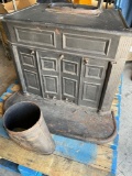 Antique, Montgomery Ward Franklin Wood fireplace cast iron stove, 36